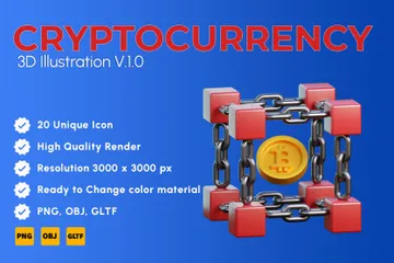 Criptomoeda Bitcoin V.1.0 Pacote de Icon 3D