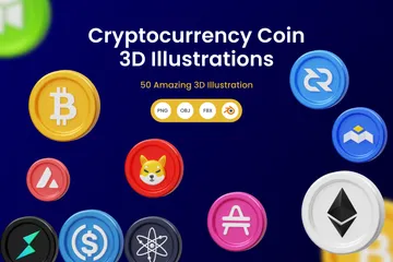 Moeda Criptomoeda Pacote de Illustration 3D