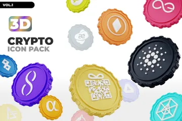 Moeda criptográfica Vol1 Pacote de Icon 3D