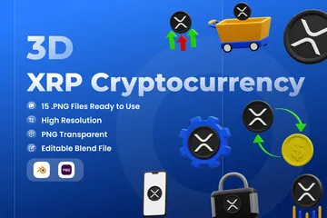 Criptomoeda XRP Pacote de Icon 3D