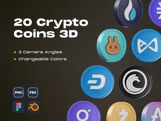 Moedas criptográficas Pacote de Icon 3D