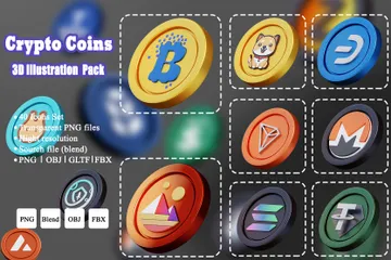 Moedas criptográficas Pacote de Icon 3D