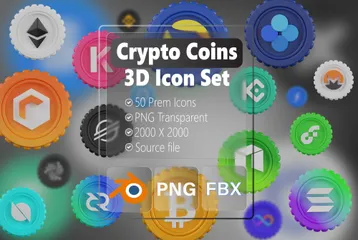 Moedas criptográficas Pacote de Icon 3D