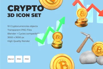 Criptomoedas Pacote de Icon 3D