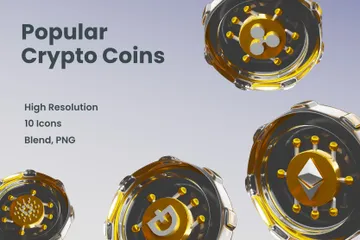 Moedas criptográficas populares Pacote de Icon 3D