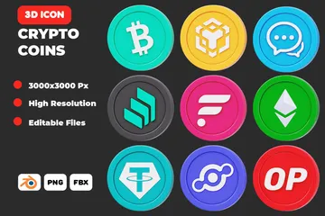 Moedas criptográficas V2 Pacote de Icon 3D