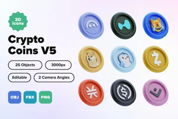 Moedas Criptomoedas V5 Pacote de Icon 3D