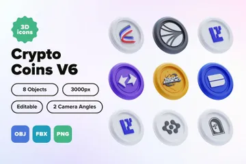 Moedas Criptomoedas V6 Pacote de Icon 3D