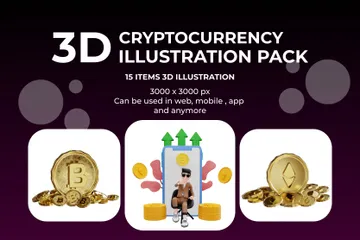 Criptomoneda Paquete de Illustration 3D