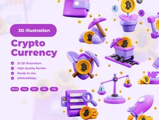 Moneda criptográfica Paquete de Icon 3D