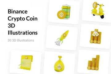 Moneda criptográfica Binance Paquete de Illustration 3D