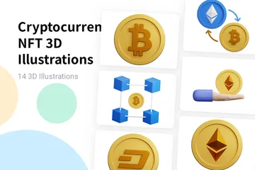 NFT de criptomonedas Paquete de Illustration 3D