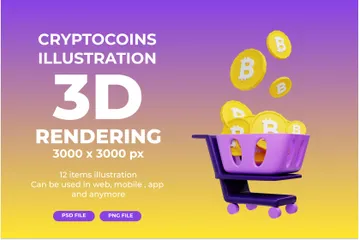 Criptomonedas Paquete de Illustration 3D