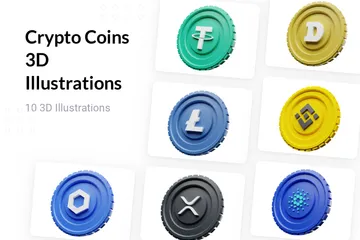 Criptomonedas Paquete de Illustration 3D