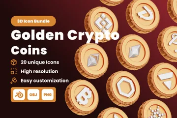 Criptomonedas doradas Paquete de Icon 3D