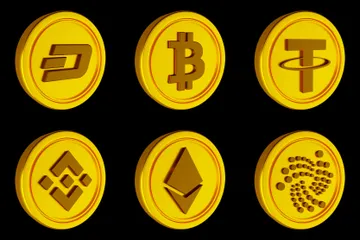 Criptomonedas doradas Paquete de Icon 3D