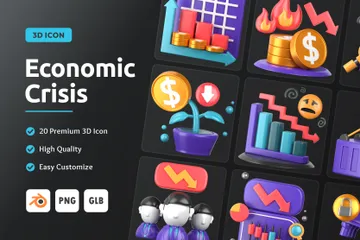 Crise econômica Pacote de Icon 3D