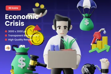 Crise econômica Pacote de Icon 3D