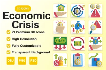 Crise econômica Pacote de Icon 3D