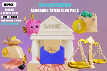 Crisis económica Paquete de Icon 3D