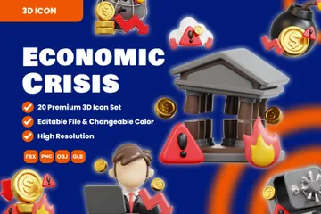 Crisis económica Paquete de Icon 3D