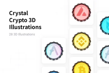 Cripto de cristal Paquete de Illustration 3D