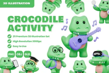 Crocodile Activity 3D Illustration Pack