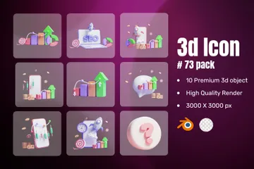 Croissance des entreprises en hausse Pack 3D Icon