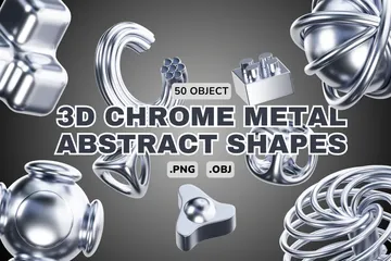 Forma abstrata de metal cromado Pacote de Icon 3D