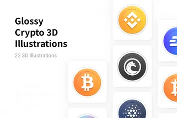 Glossy Crypto 3D Illustration Pack