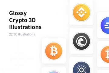 Crypto brillant Pack 3D Illustration