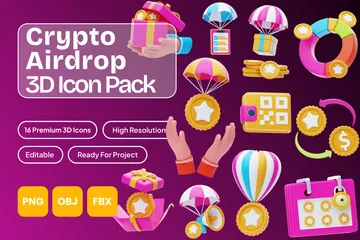 Crypto Airdrop 3D Icon Pack