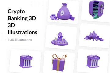 Services bancaires cryptographiques Pack 3D Illustration