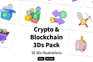 暗号通貨とブロックチェーン 3D Iconパック