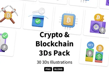 暗号通貨とブロックチェーン 3D Iconパック