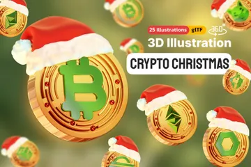 Crypto Christmas Coins 3D Icon Pack