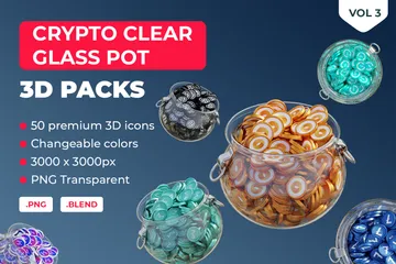 Crypto Clear Glass Pot Vol 3 3D Icon Pack
