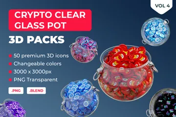 Crypto Clear Glass Pot Vol 4 3D Icon Pack