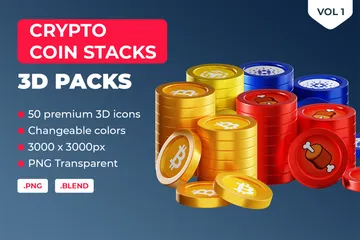 Crypto Coin Stacks Vol 1 3D Icon Pack