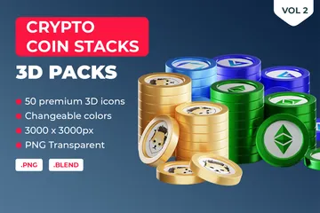Crypto Coin Stacks Vol 2 3D Icon Pack