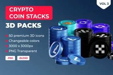 Crypto Coin Stacks Vol 3 3D Icon Pack