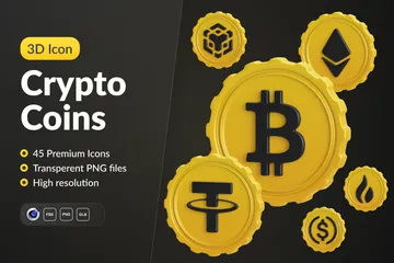 Crypto Coins 3D Icon Pack