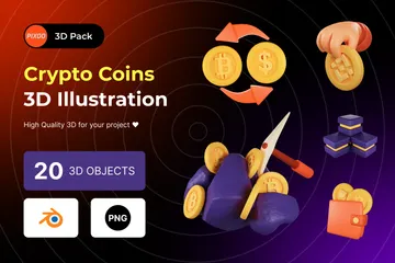 Crypto Coins 3D Illustration Pack