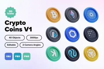 Crypto Coins V1 3D Icon Pack