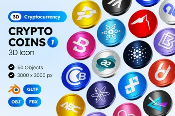 Crypto Coins V1 3D Icon Pack