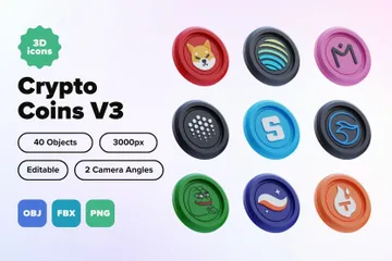 Crypto Coins V3 3D Icon Pack