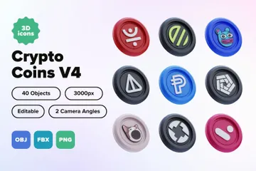 Crypto Coins V4 3D Icon Pack