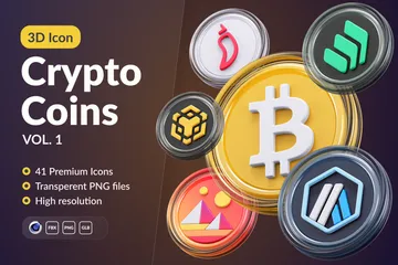 Crypto Coins Vol.1 3D Icon Pack