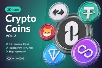 Crypto Coins Vol.2 3D Icon Pack