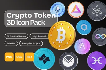 Jeton cryptographique 1 Pack 3D Icon